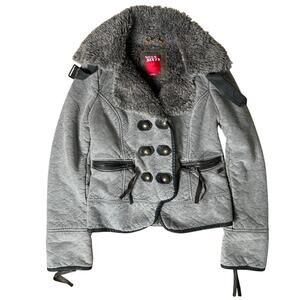 MISS SIXTY 90s Faux Fur/ Suede Jacket, Size Small Double Breasted RARE
